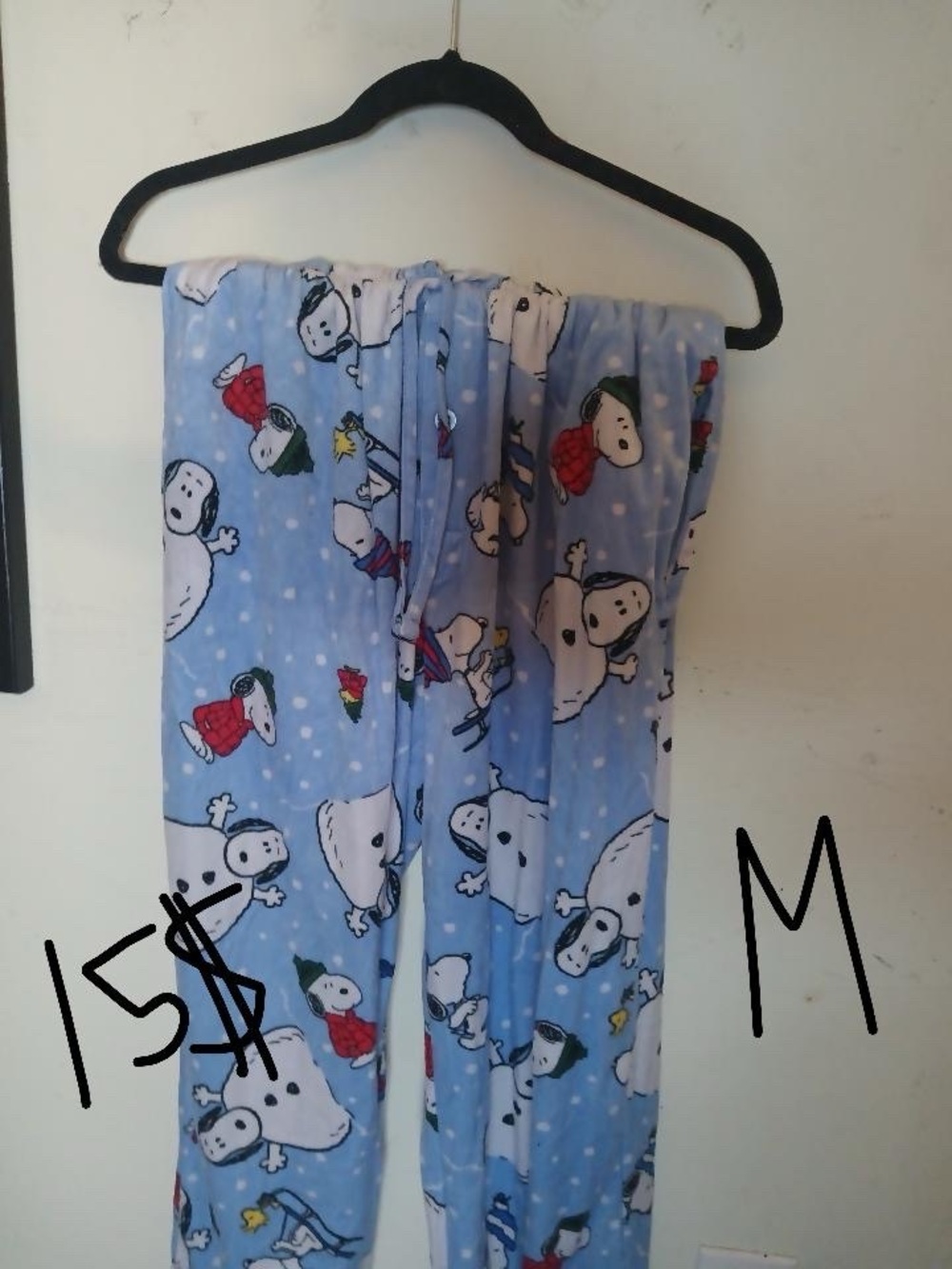 Women's Light Blue Snoopy Print Pajama Pants - M